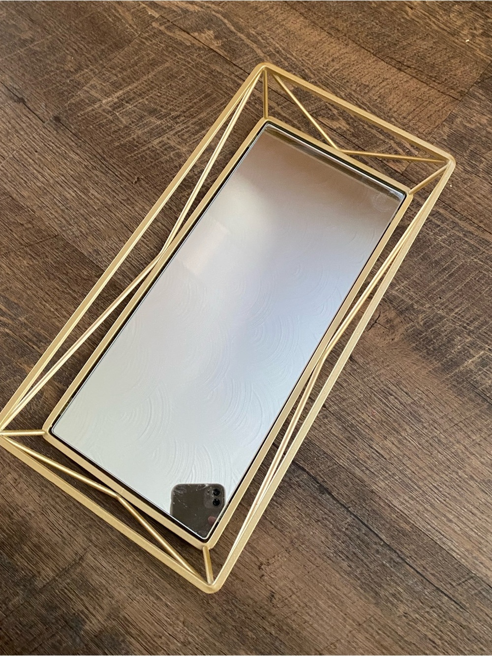 Gold Decorative Tray with Mirror